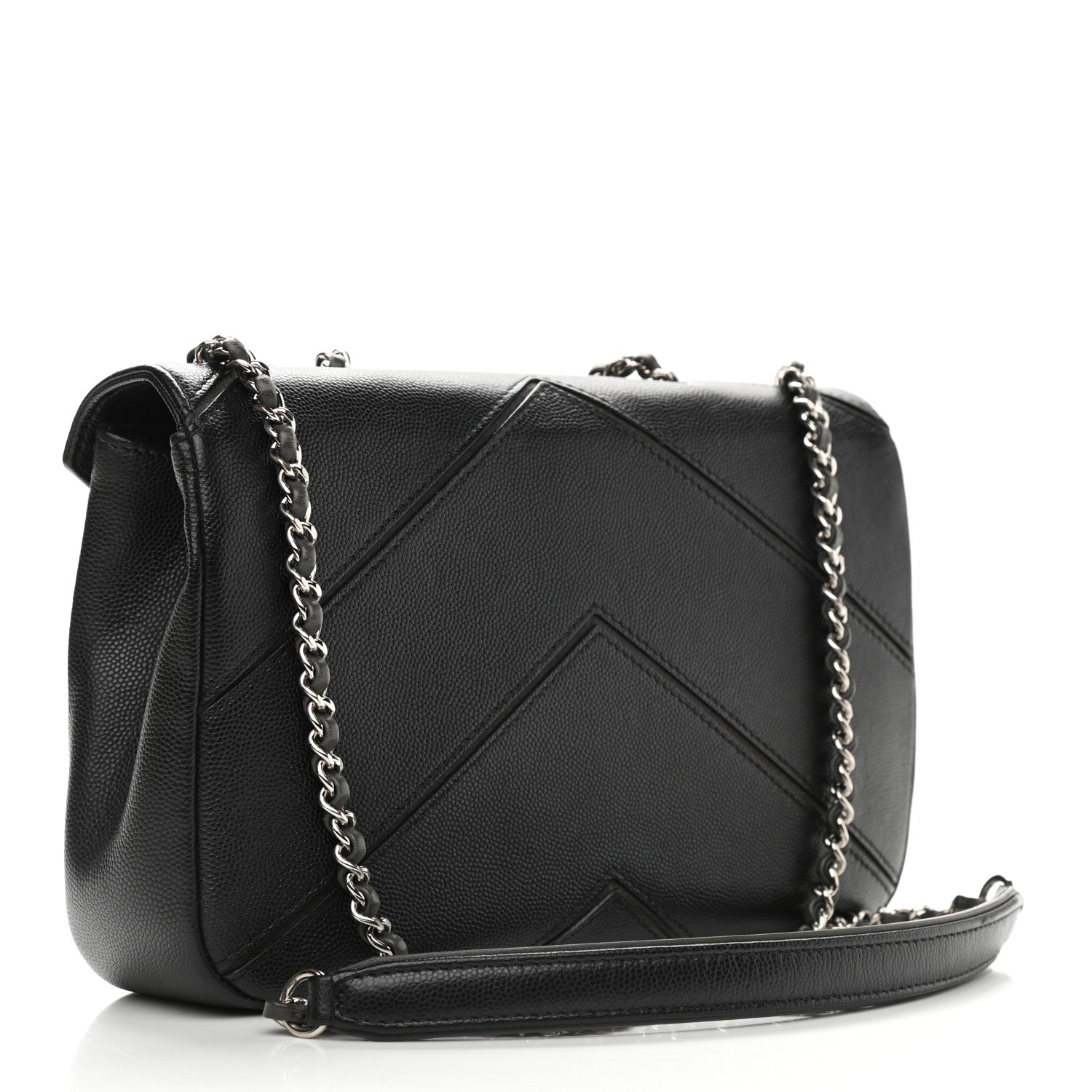 Chanel Caviar Macro Chevron Single Flap Black 3 of 9