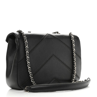 Chanel Caviar Macro Chevron Single Flap Black 3 of 9