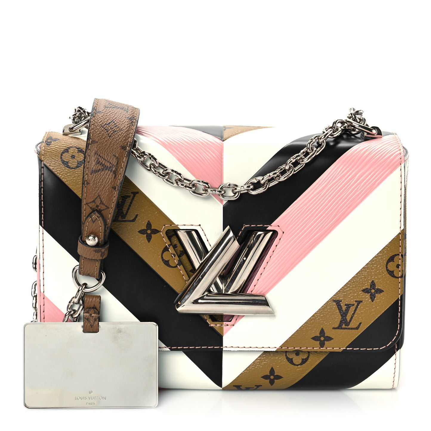 Epi Reverse Monogram Twist Shoulder Bag MM Rose Ballerine