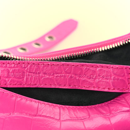 Balenciaga Extra Supple Calfskin Crocodile Embossed XS Le Cagole Shoulder Bag Violet Fuxia 7 of 10