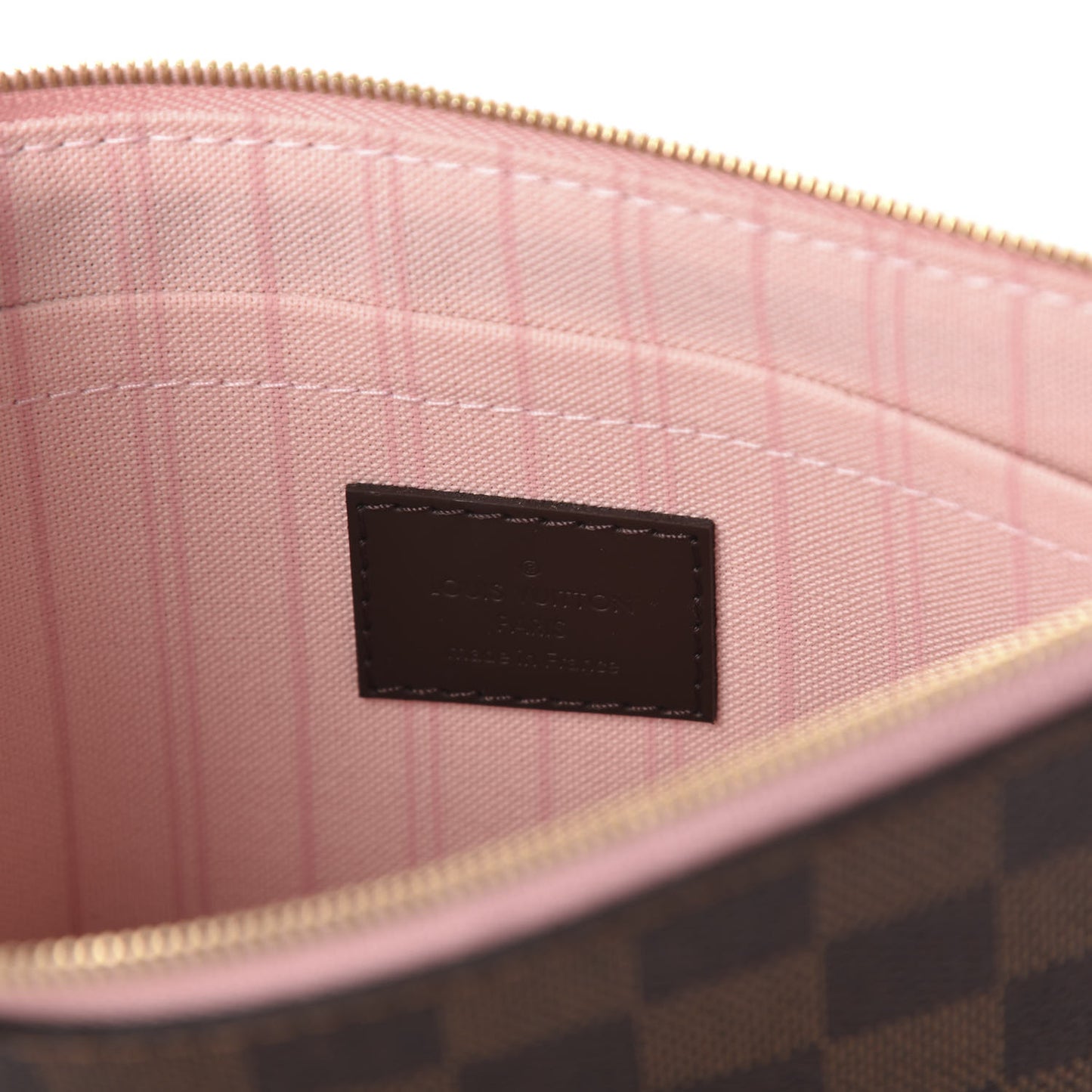Damier Ebene Neverfull MM GM Pochette Rose Ballerine
