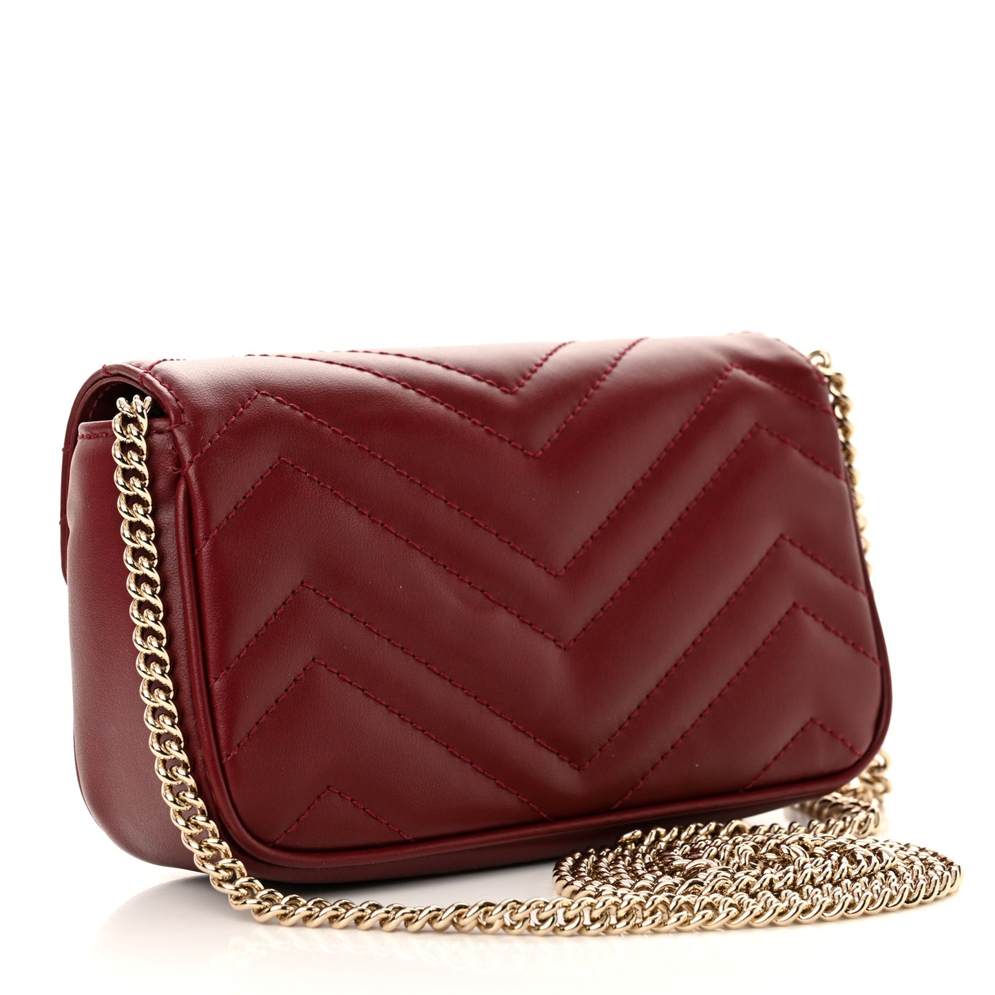Calfskin Matelasse Super Mini GG Marmont Shoulder Bag Rosso Ancora