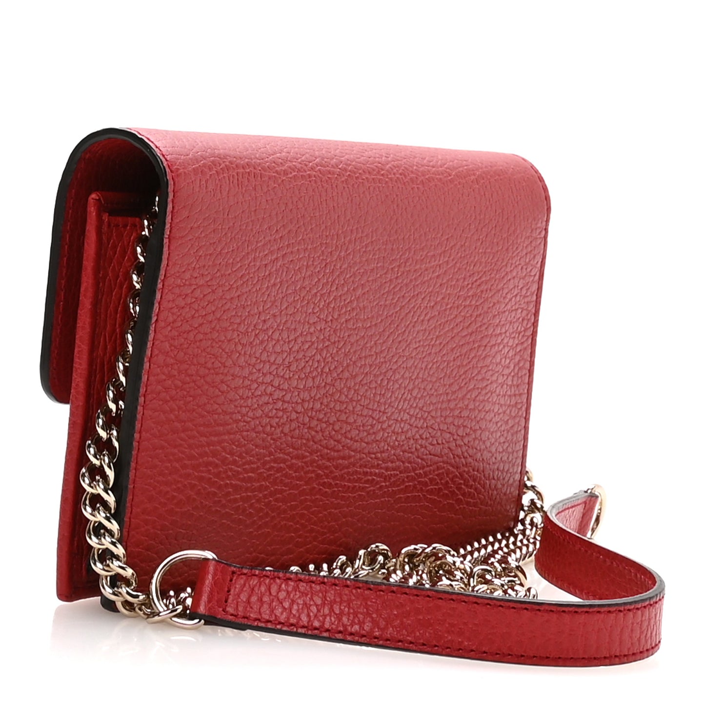 Dollar Calfskin Interlocking G Chain Wallet Red