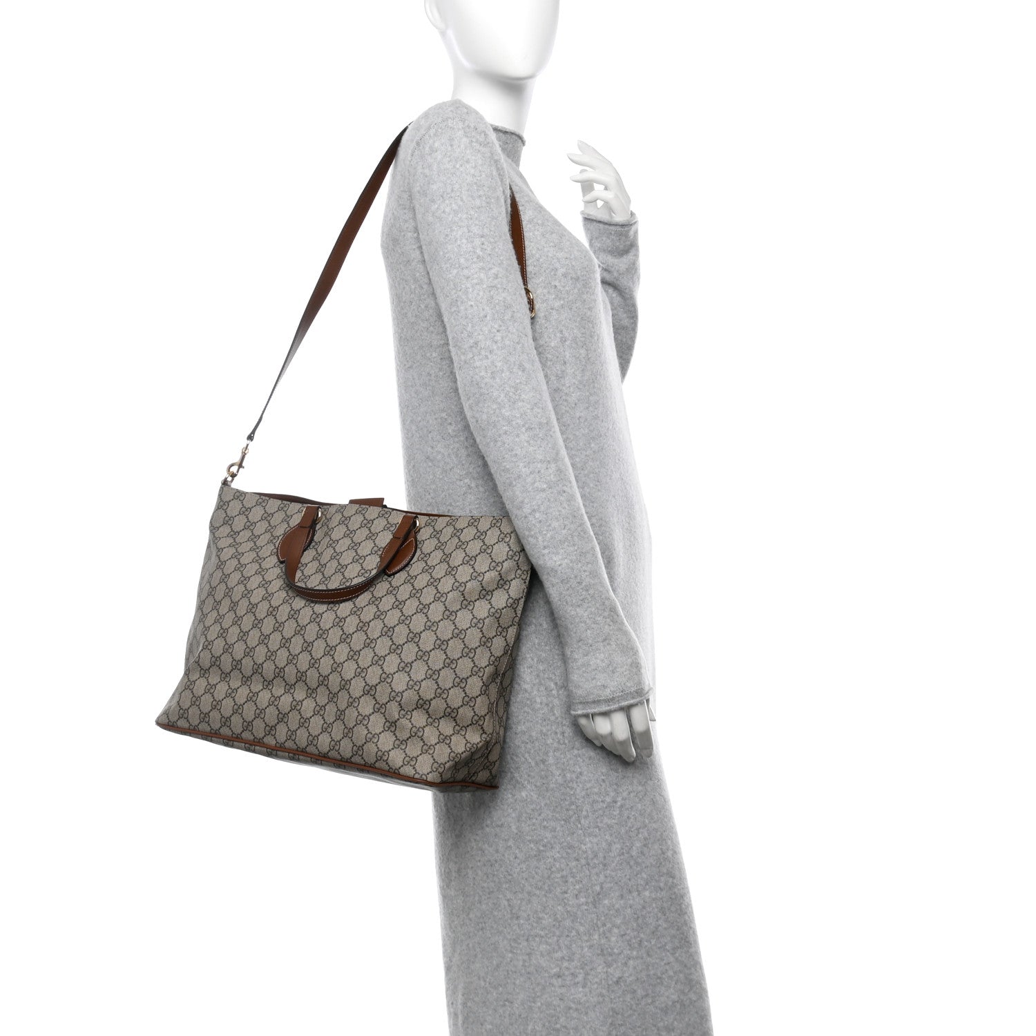 Gucci Soft GG Supreme Monogram Medium Crossbody Tote Beige Cuir 2 of 11