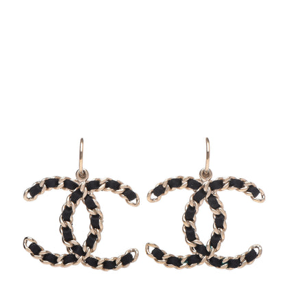 Chanel Satin CC Chain Earrings Light Gold Blac Light Gold Black 1 of 4