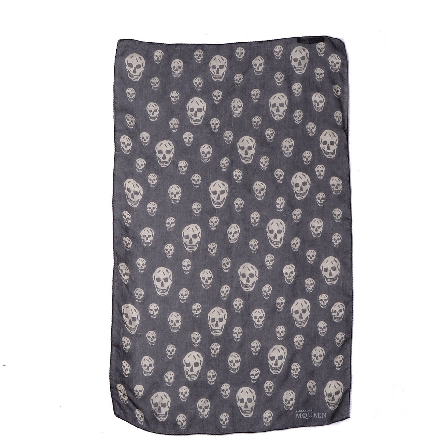 Silk Chiffon Skull Scarf Black Ivory