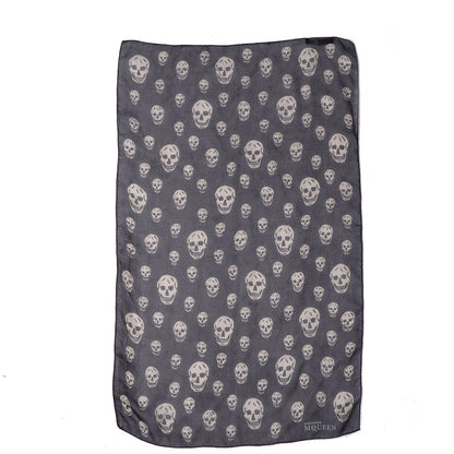 Alexander McQueen Silk Chiffon Skull Scarf Black Ivory 3 of 6