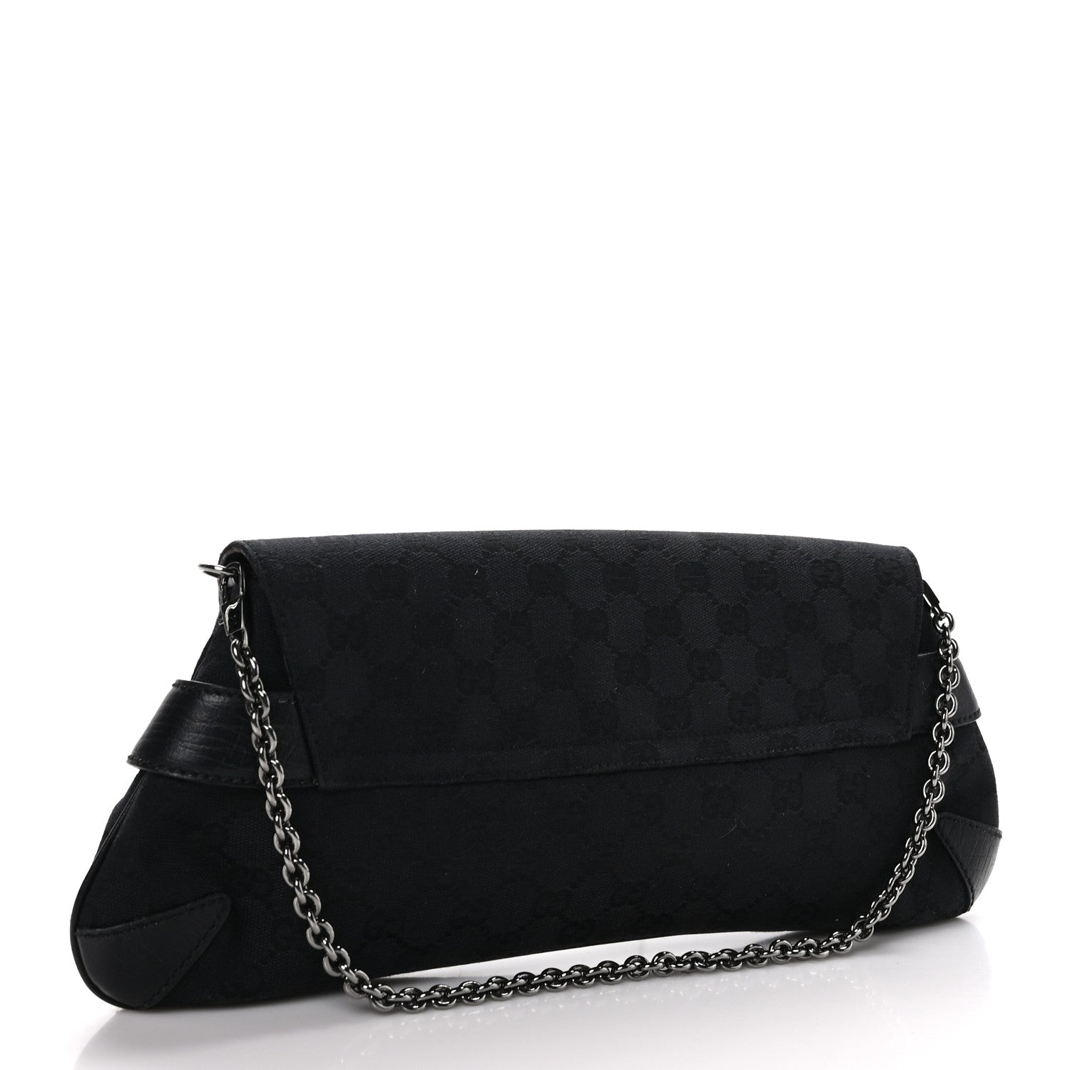 Gucci Monogram Horsebit Chain Clutch Black 3 of 10