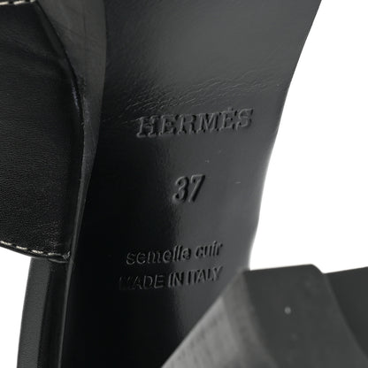Hermes Calfskin Eris 90 Sandals 37 Black 6 of 9