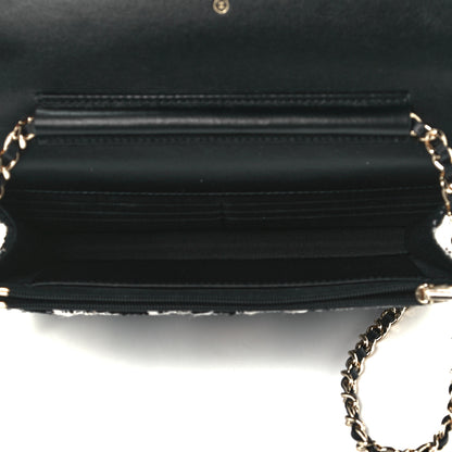 Chanel Tweed Quilted Wallet On Chain WOC Black Ecru White 5 of 11