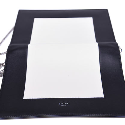 Celine Smooth Lambskin Frame Evening Chain Clutch Black White 10 of 11