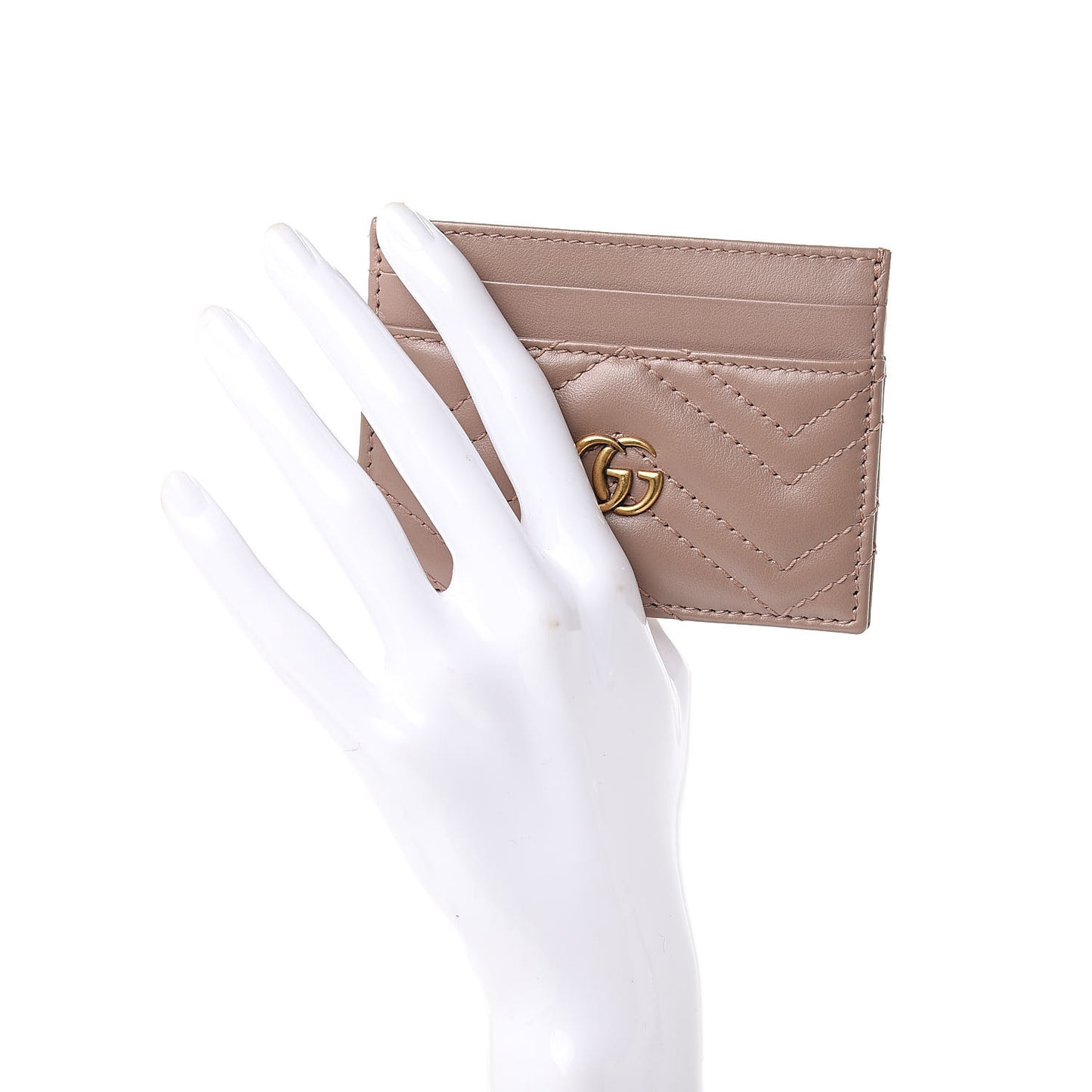 Calfskin Matelasse GG Marmont Card Holder Porcelain Rose