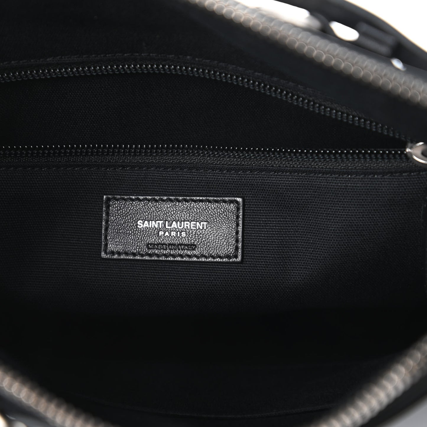 Canvas Calfskin Belted Flat Messenger Bag Black