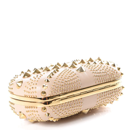 Alexander McQueen Calfskin Studded Britannia Skull Box Clutch Taupe 3 of 12