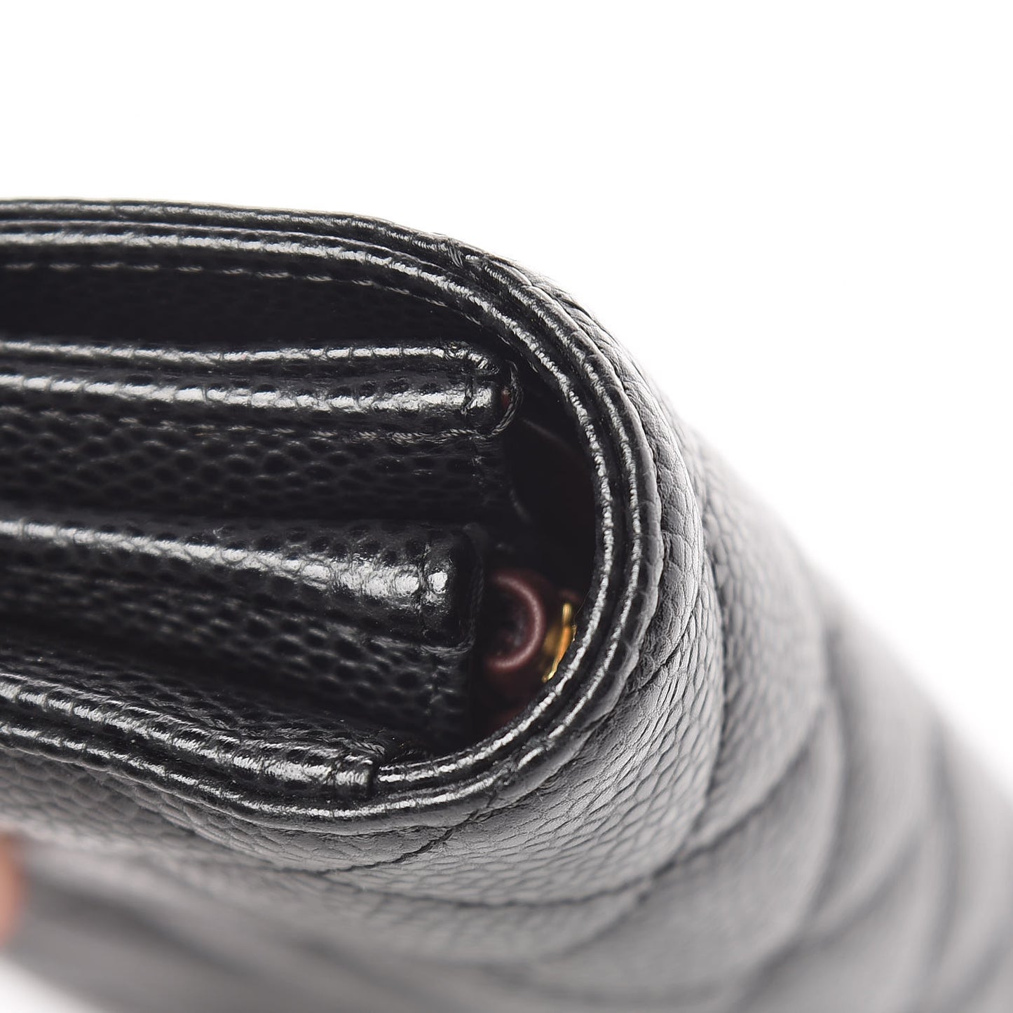 Caviar Quilted Large Gusset Flap Wallet Black