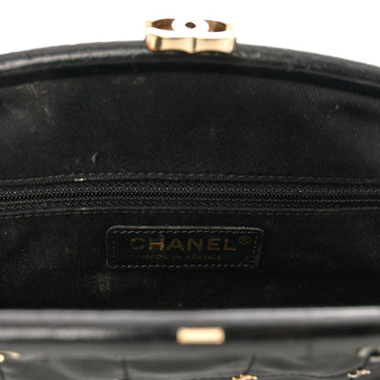 Chanel Calfskin Square Quilted Grommet Embellished Piercing Chic Clutch Black 6 of 15