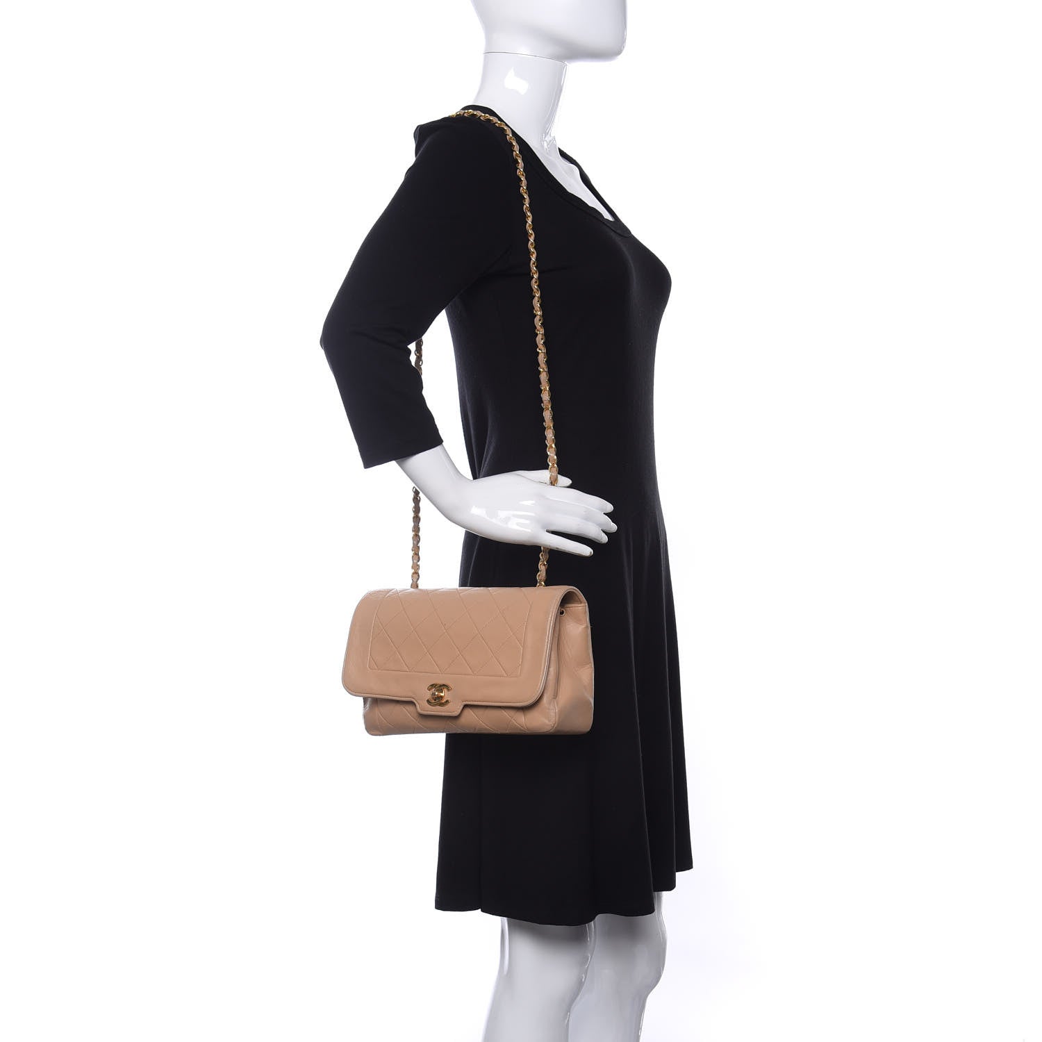 Chanel Lambskin Quilted Medium Single Flap Beige 2 of 10