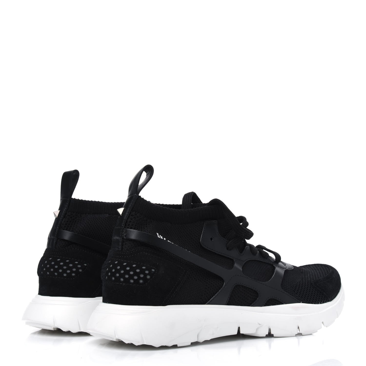 Valentino Garavani Calfskin Mesh Mens Sound High Sneakers 43.5 Black 4 of 10