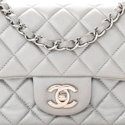 Chanel Metallic Lambskin Quilted Mini Rectangular Flap Silver 8 of 16