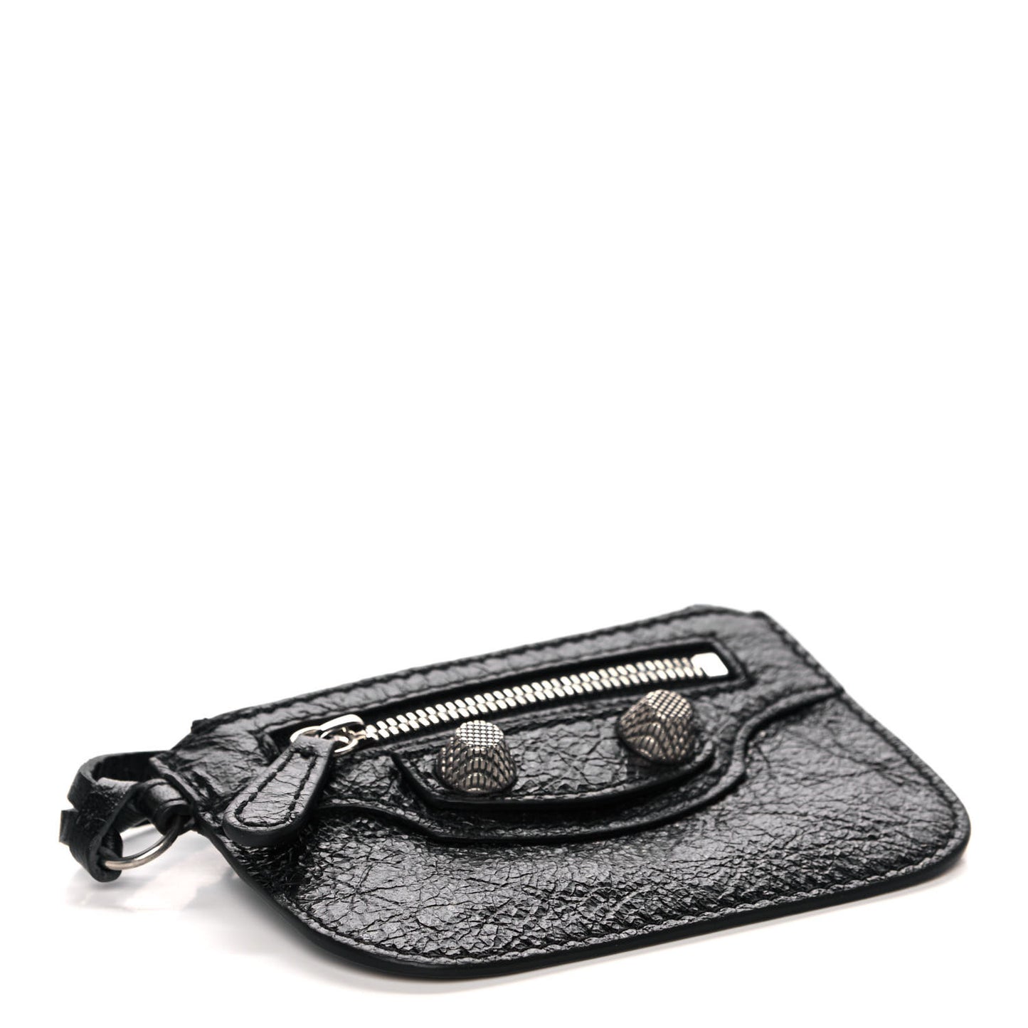 Agneau Giant 12 Silver Hardware Coin Purse Black