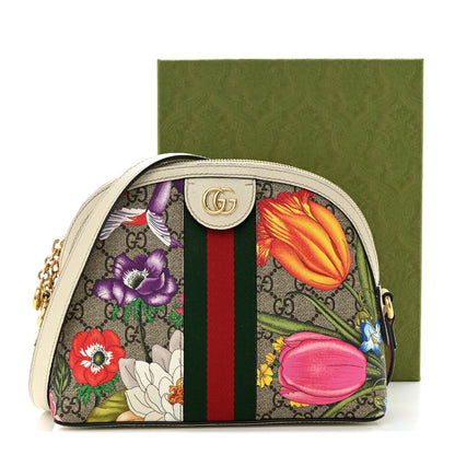 Gucci GG Supreme Monogram Flora Web GG Small Ophidia Dome Shoulder Bag White 14 of 14