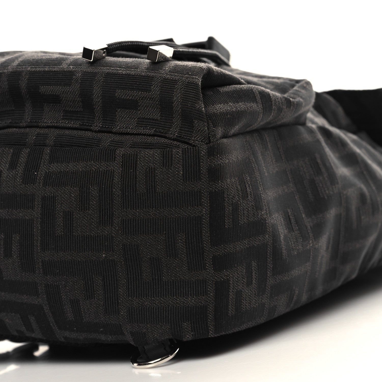 Fendi Recycled Fabric Jacquard Vitello Astro FF 1974 Small Fendiness Backpack Asfalto Black 10 of 10