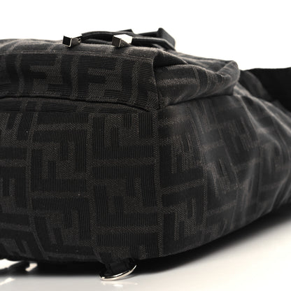 Fendi Recycled Fabric Jacquard Vitello Astro FF 1974 Small Fendiness Backpack Asfalto Black 10 of 10