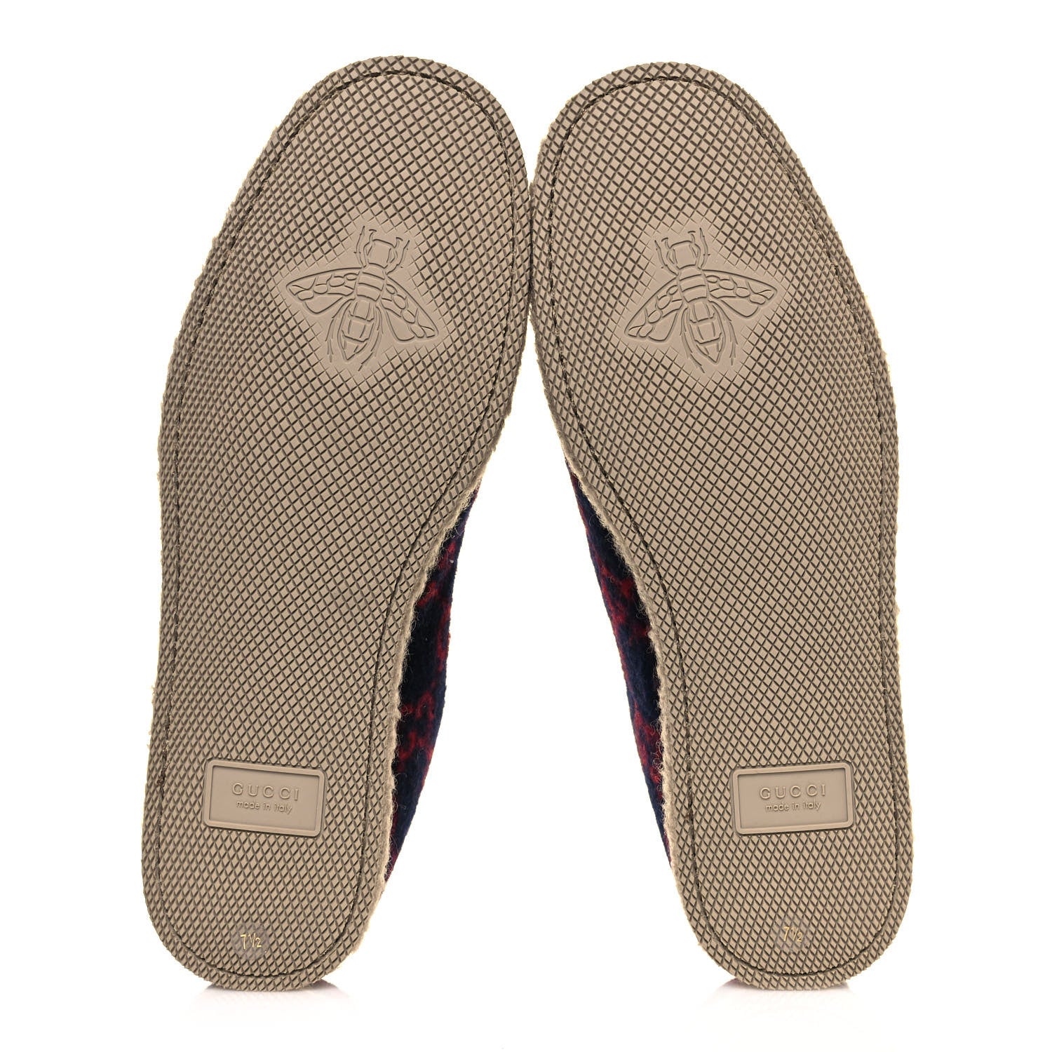Gucci Covered Wool GG Monogram Mens Fria Horsebit Loafers 7.5 Blue Red Butterscotch 5 of 9