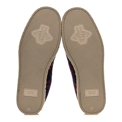 Gucci Covered Wool GG Monogram Mens Fria Horsebit Loafers 7.5 Blue Red Butterscotch 5 of 9