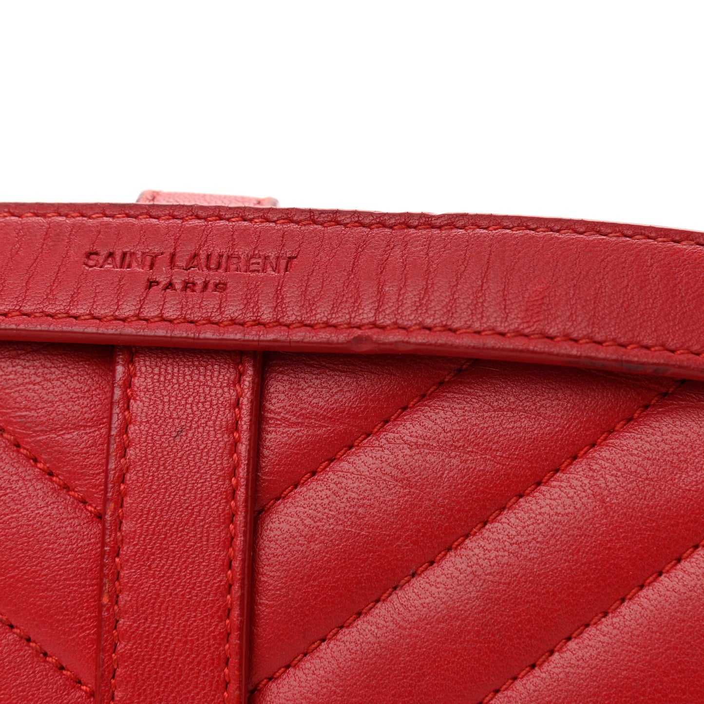 Lambskin Matelasse Chevron Medium Monogram Satchel Red