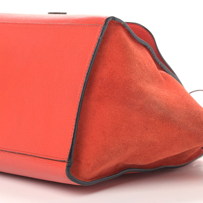 Celine Drummed Calfskin Suede Medium Trapeze Coquelicot 8 of 12