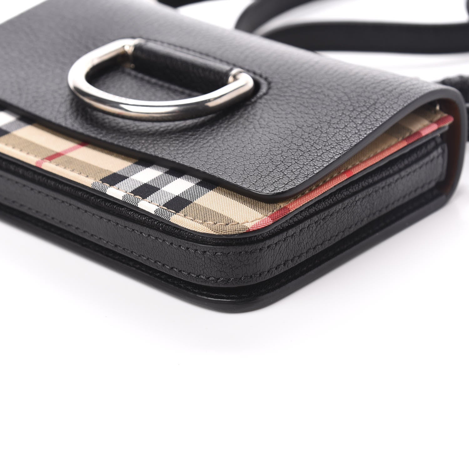 Burberry Goatskin Vintage Check Mini D-Ring Bag Black 9 of 11