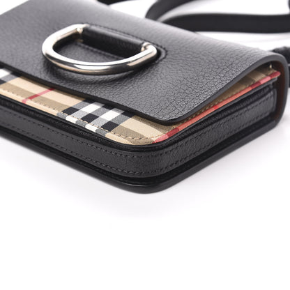 Burberry Goatskin Vintage Check Mini D-Ring Bag Black 9 of 11