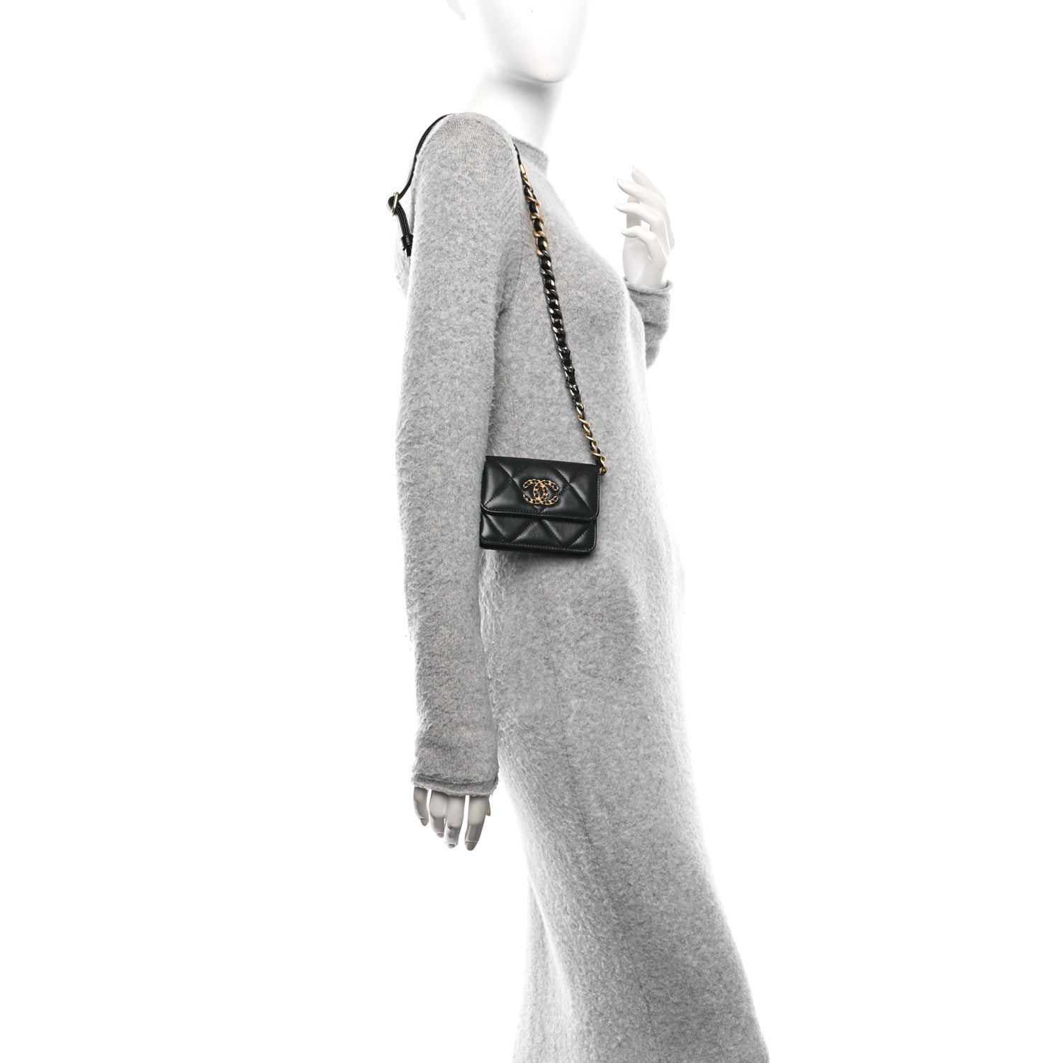 Chanel Lambskin Quilted Chanel 19 Flap Belt Bag Black 2 of 12
