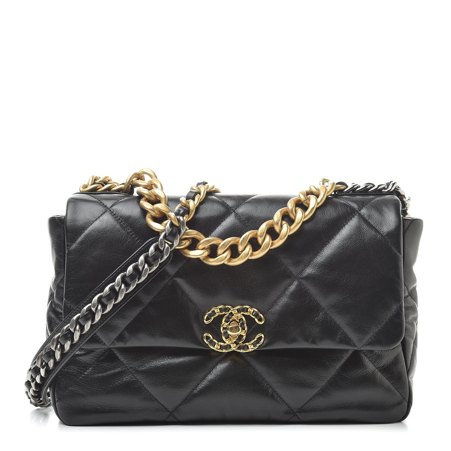 Chanel Goatskin Quilted Large 19 Flap Black 1 of 10