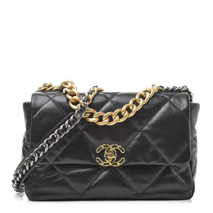 Chanel Goatskin Quilted Large 19 Flap Black 1 of 10