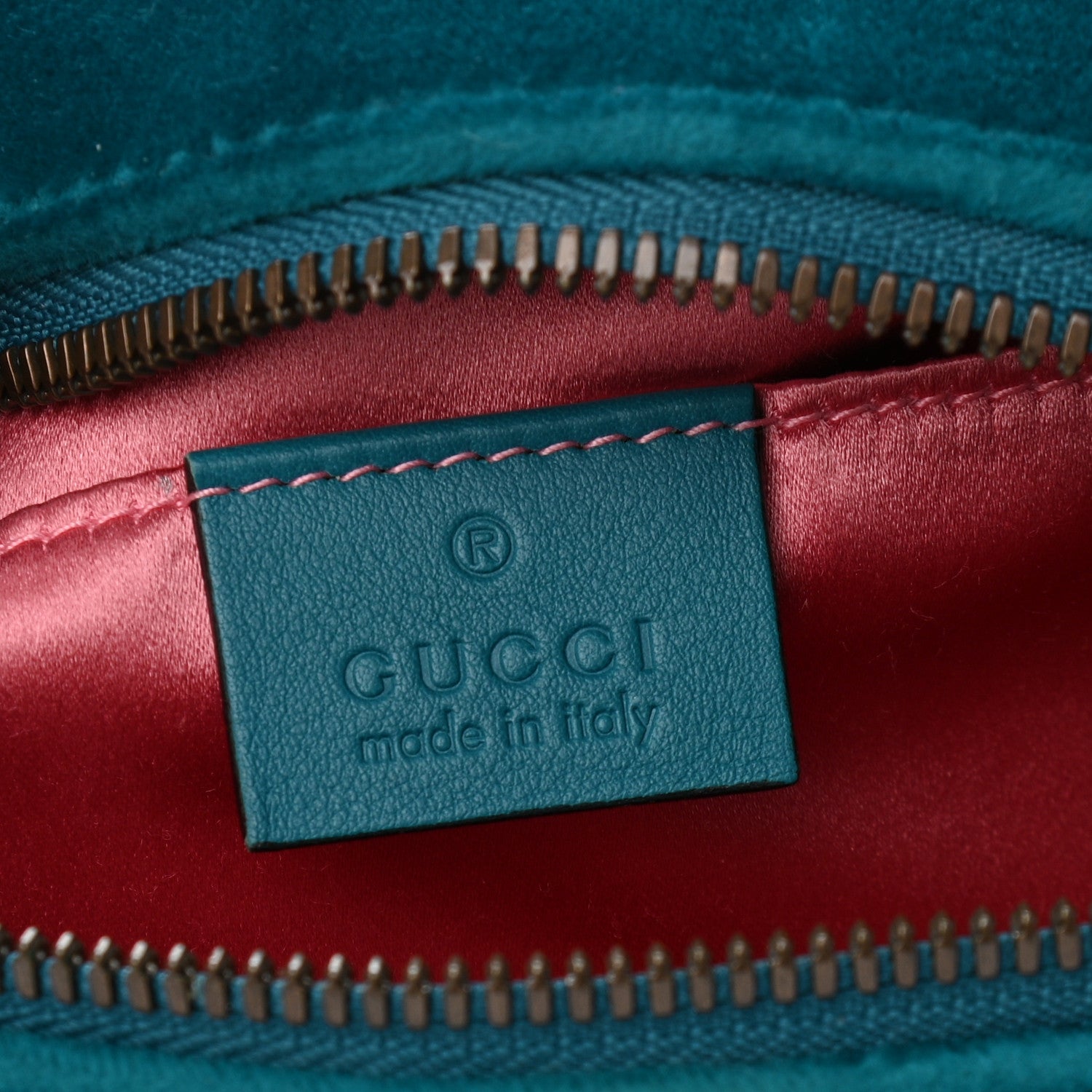 Gucci Velvet Matelasse Small GG Marmont Chain Shoulder Bag Pavone Cyan 6 of 10