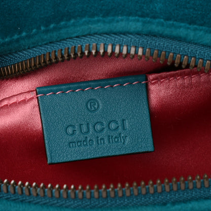 Gucci Velvet Matelasse Small GG Marmont Chain Shoulder Bag Pavone Cyan 6 of 10