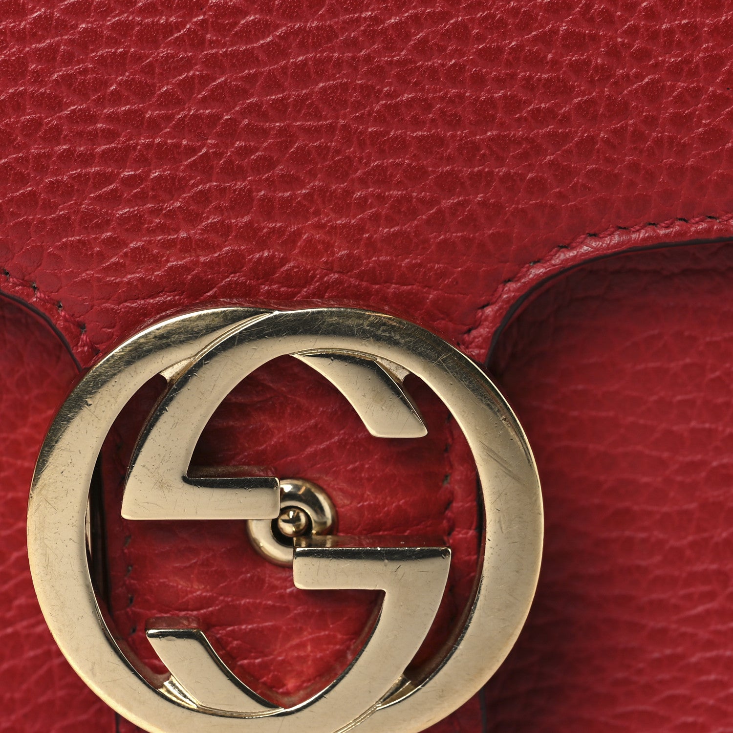 Gucci Dollar Calfskin Small Interlocking G Shoulder Bag Red 12 of 12