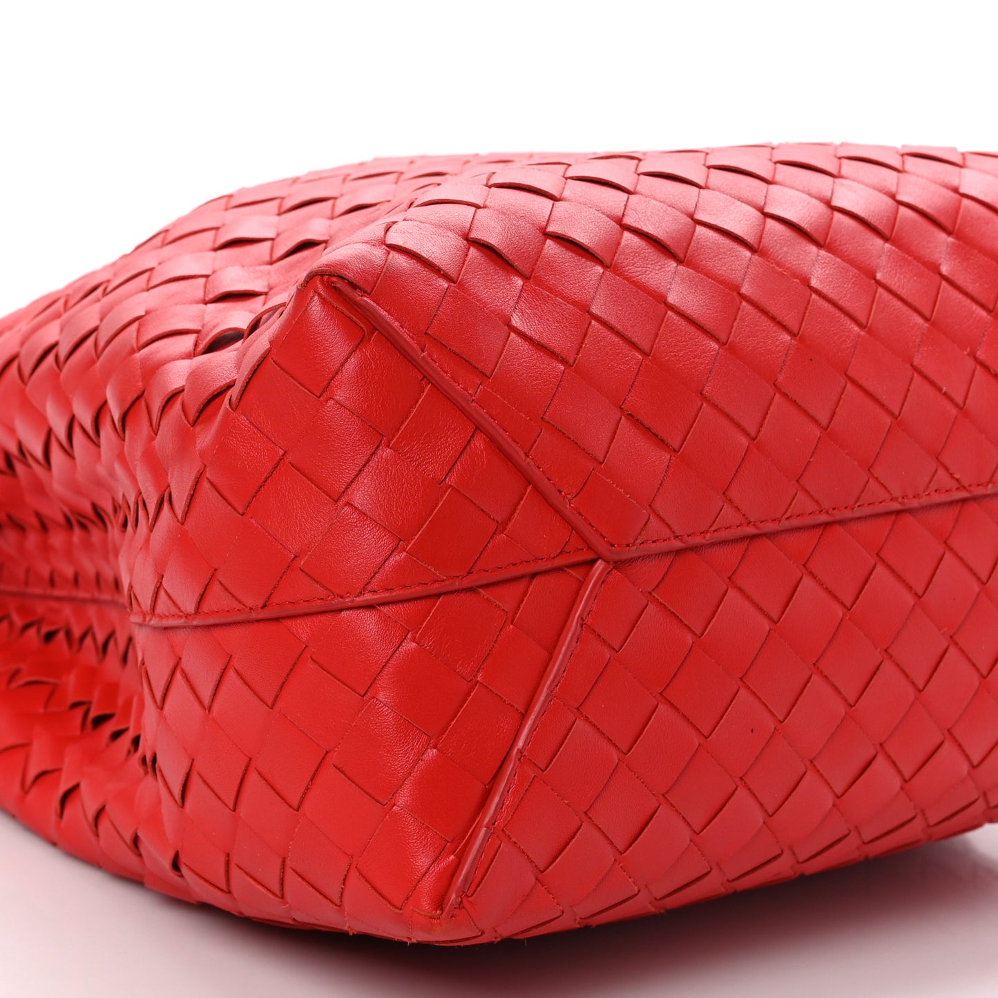 Nappa Intrecciato North South Tote Red