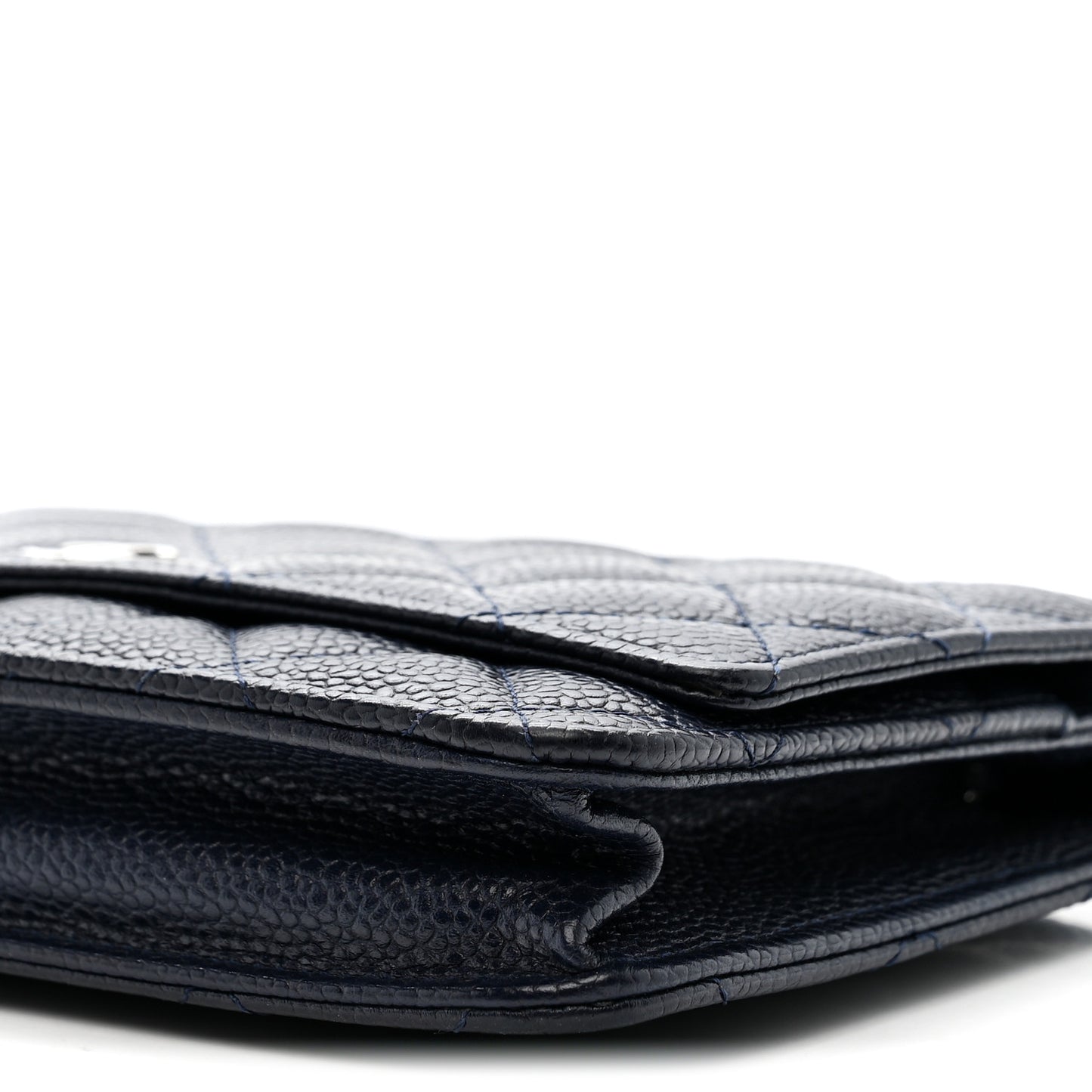 Caviar Quilted Wallet on Chain WOC Navy Blue