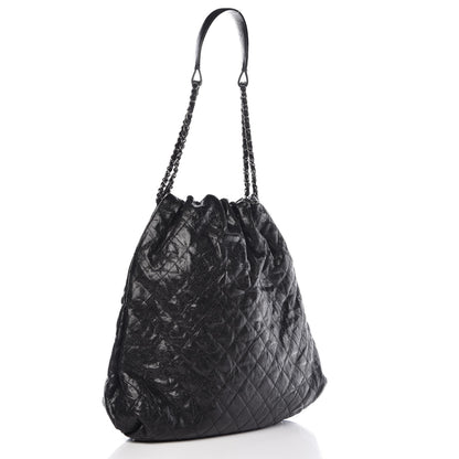 Chanel Distressed Glazed Caviar Quilted Large Elastic Tote Black 3 of 7