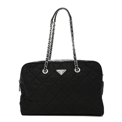 Prada Nylon Tessuto Impuntu Quilted Large Shoulder Bag Black 1 of 12