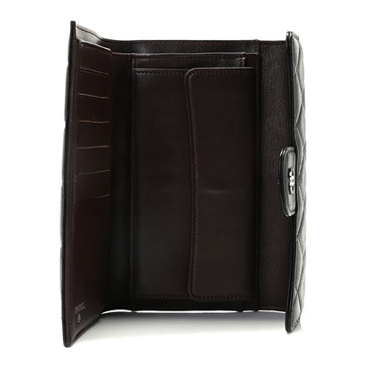 Chanel Lambskin Quilted Large Gusset Flap Wallet Black 6 of 9