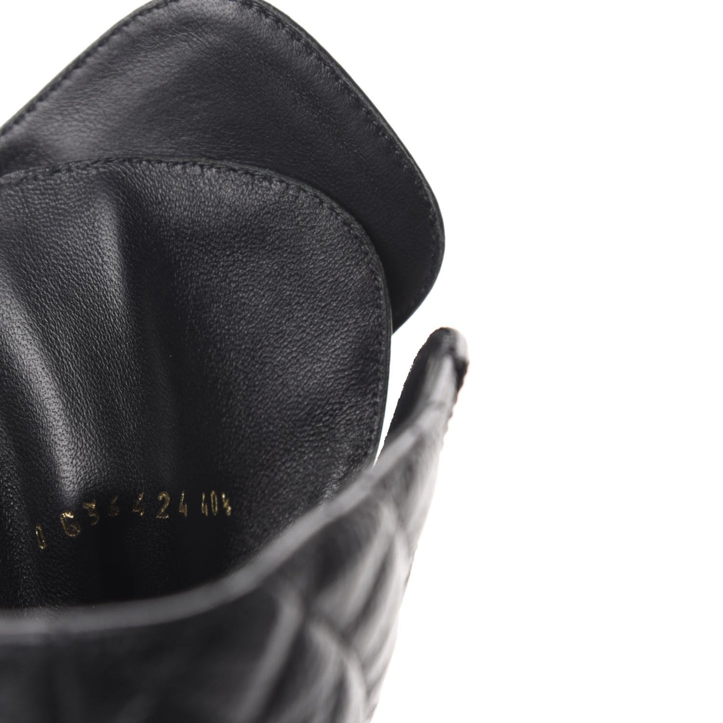 Shiny Goatskin Calfskin Quilted Lace Up Combat Boots 40.5 Black