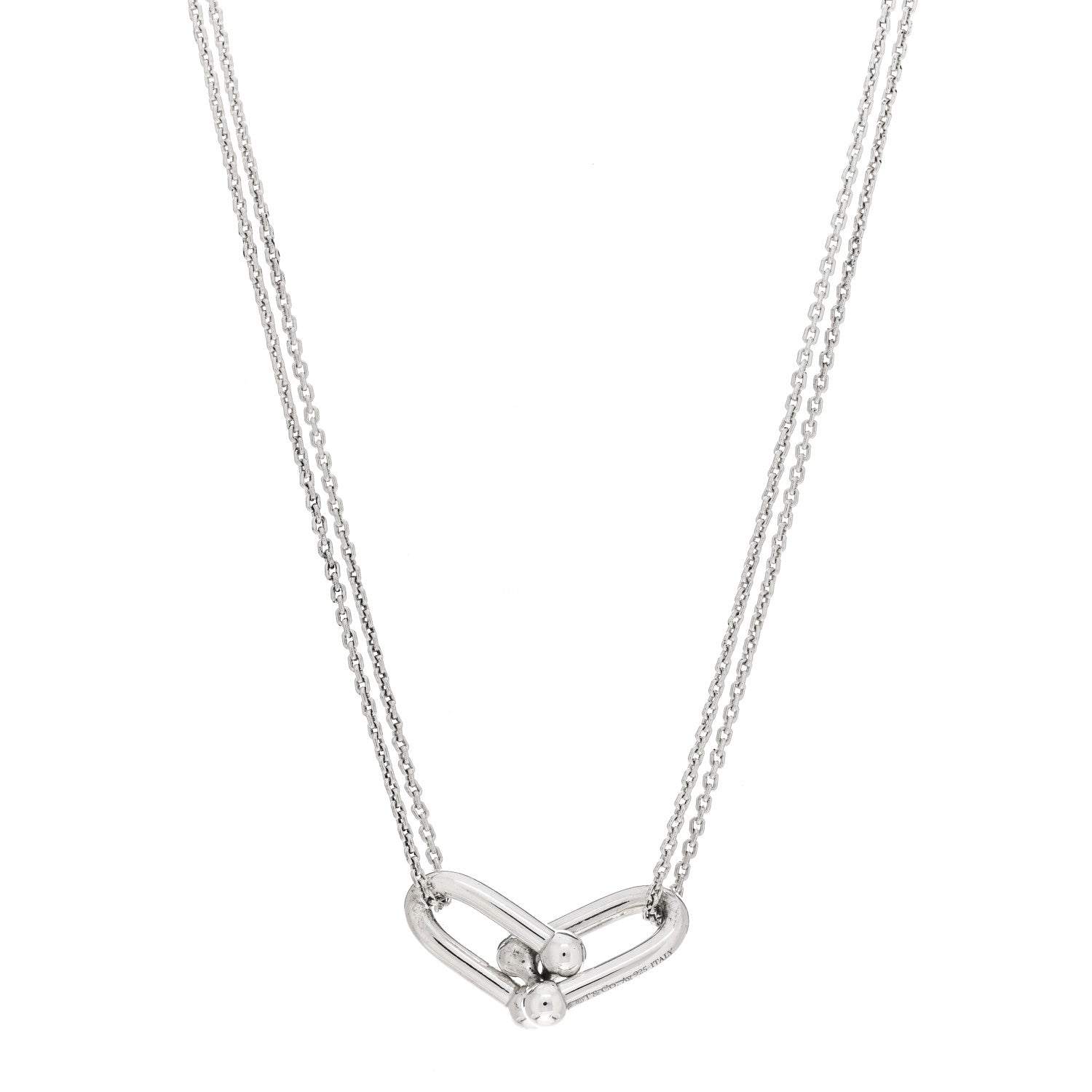 Tiffany Sterling Silver Double HardWear Link Pendant Necklace 1 of 4