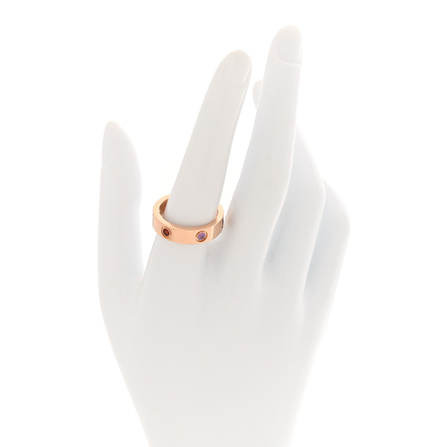 18K Pink Gold Sapphire Garnet Amethyst 5.5mm LOVE Ring 58 8.5
