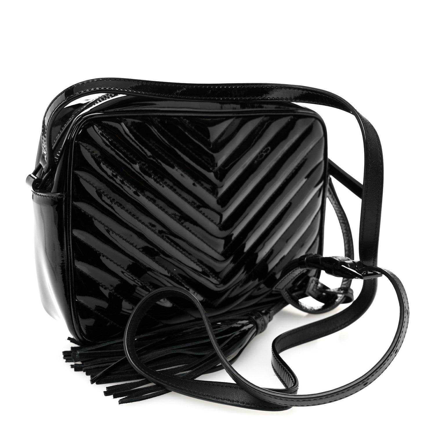 Saint Laurent Patent Calfskin Matelasse Monogram Lou Camera Bag Black 3 of 10