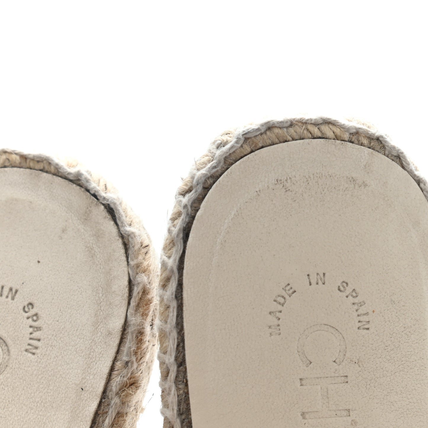 Mesh Grosgrain CC Espadrilles Mule 36 Beige Black