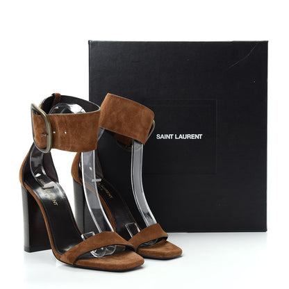 Saint Laurent Suede Otterproof Ankle Strap Sandals 37.5 Land 11 of 11
